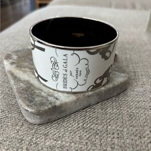 Hermès Black and White Brides de Gala Bangle XL